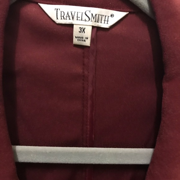 Plus Size/Tall TravelSmith Suede Velvet Red Coat - Picture 5 of 9